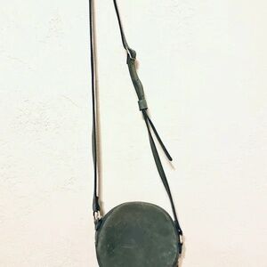 Portland Leather Crossbody Blue Gray Circle Bag